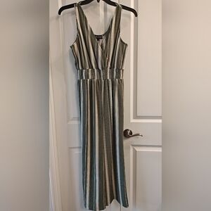 Cotton Candy Pull-Up Striped Green & White Sleeveless Pants Size Large.